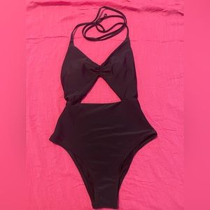 Black Aerie one piece swimsuit with front cutout